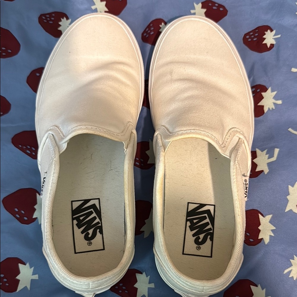 Vans Classic White Canvas Slip-Ons